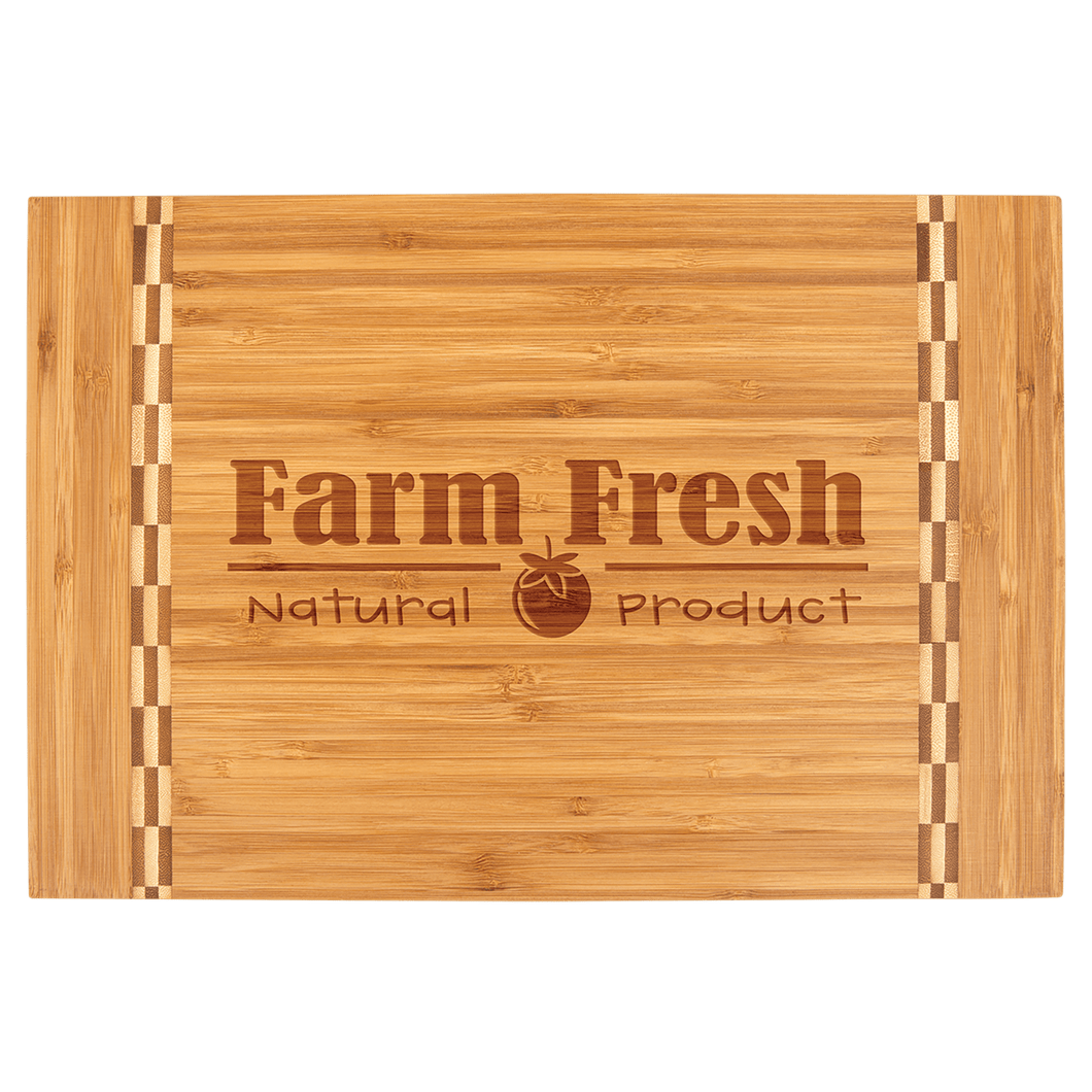 Bamboo Cutting Board with Butcher Block Inlay