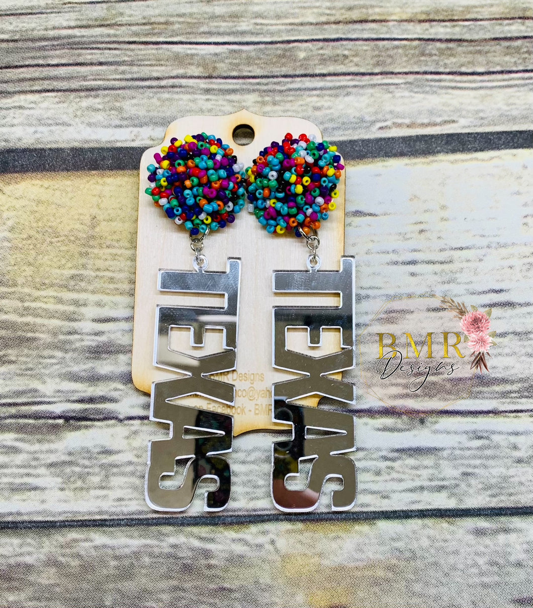 Seed Bead Top CUSTOM WORD Earrings