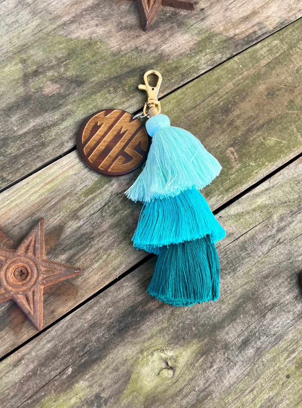 Monogrammed Tassel Keychains