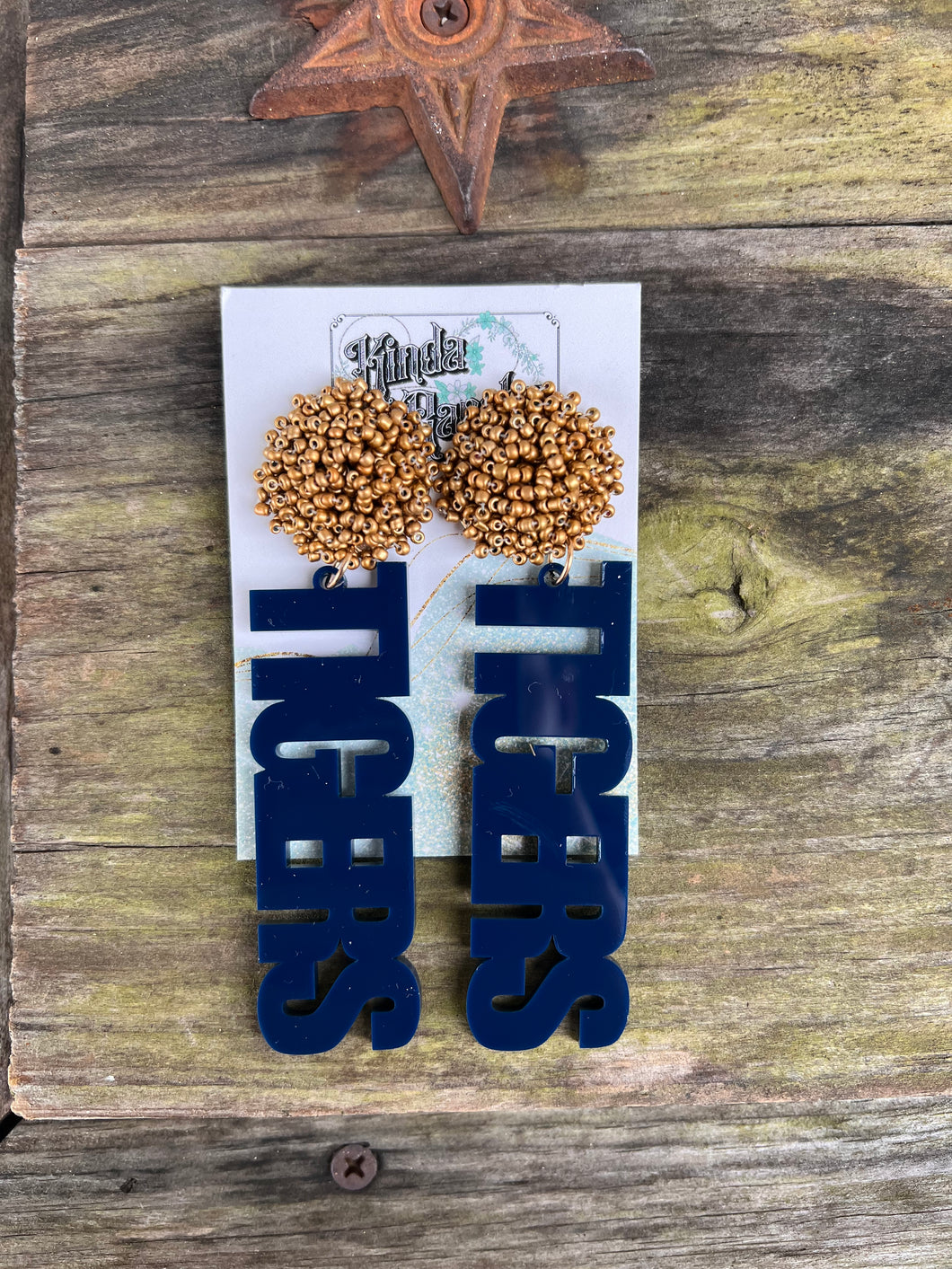 Tigers Seed Bead Topper Earrings